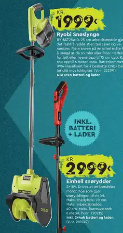 Mekk Ryobi Snøslynge tilbud