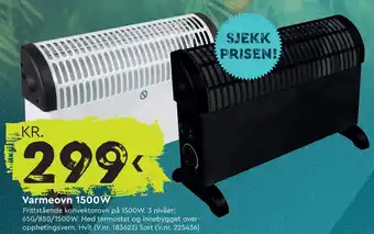 Mekk Varmeovn 1500W tilbud