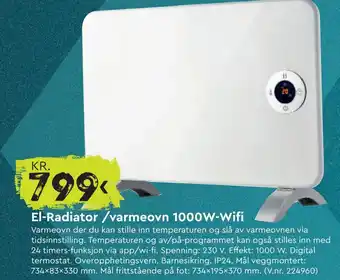 Mekk El-Radiator/varmeovn 1000w-Wifi tilbud