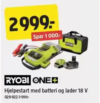 Jula RYOBI ONE + Hjelpestart med batteri og lader 18 V tilbud