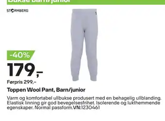 XXL Sport Toppen Wool Pant, Barn/junior tilbud