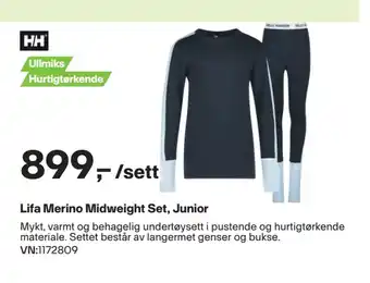 XXL Sport Lifa Merino Midweight Set, Junior tilbud