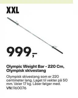 XXL Sport Olympic Weight Bar - 220 Cm, Olympisk skivestang tilbud