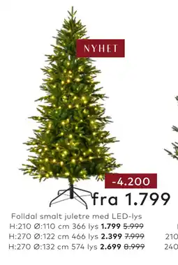 Skeidar Folldal smalt juletre med LED-lys tilbud