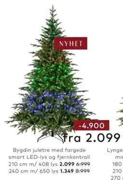 Skeidar Bygdin juletre med fargede smart LED-lys og fjernkontroll tilbud