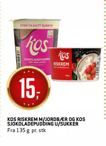 Bunnpris KOS RISKREM M/JORDBÆR OG KOS SJOKOLADEPUDDING U/SUKKER tilbud