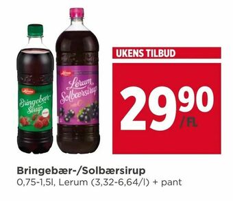Meny Bringebær-/Solbærsirup tilbud