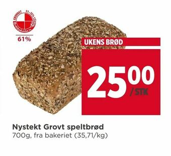 Meny Nystekt Grovt speltbrød tilbud