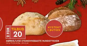 Coop Mega MØRKE/LYSE STEINOVNSBAKTE RUNDSTYKKER tilbud