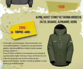 XXL Sport Alpine jacket stoney hs thermo hooded m 24/25, skijakke, alpinjakke, herre tilbud