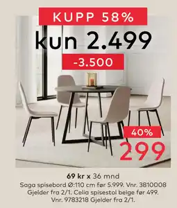 Skeidar Saga spisebord tilbud