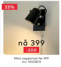 Skeidar Metz vegglampe tilbud