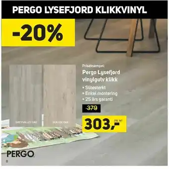 Megaflis Pergo Lysefjord vinylgulv klikk tilbud