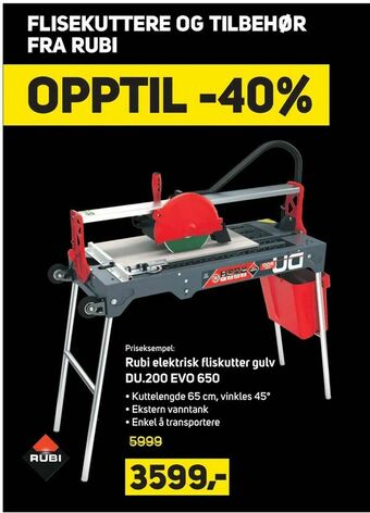 Megaflis Rubi elektrisk fliskutter gulv DU.200 EVO 650 tilbud