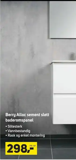 Megaflis Berry baderomspanel Alloc sement slett tilbud