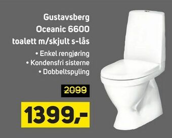 Megaflis Gustavsberg Oceanic 6600 toalett m/skjult s-lås tilbud