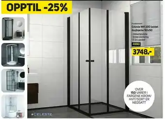 Megaflis Celeste MH 200 leddet dusjhjørne 90x90 tilbud
