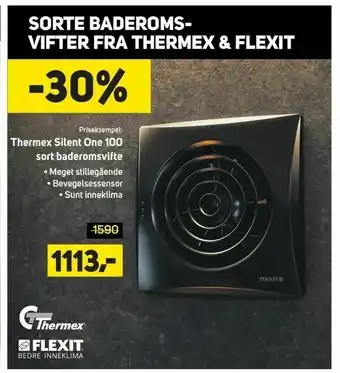 Megaflis Thermex Silent One 100 sort baderomsvifte tilbud