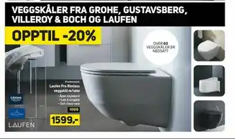 Megaflis Laufen Pro Rimless veggskål m/sete tilbud