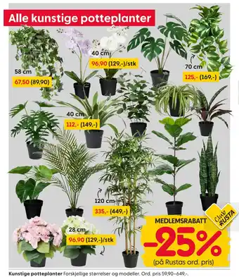 Rusta Kunstige potteplanter tilbud