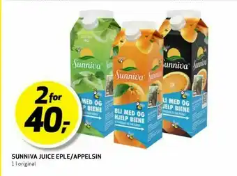 Bunnpris Sunniva juice eple/appelsin tilbud