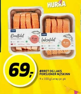 Bunnpris Ørret og laks porsjoner m/skinn tilbud