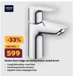 Megaflis Grohe Start Edge servantarmatur small krom tilbud