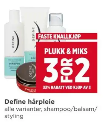 Meny Define hårpleie tilbud