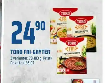 Coop Obs Toro fri-gryter tilbud