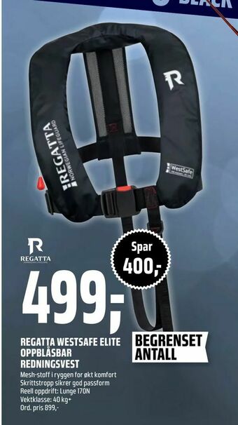 Coop Obs Regatta westsafe elite oppblåsbar redningsvest tilbud