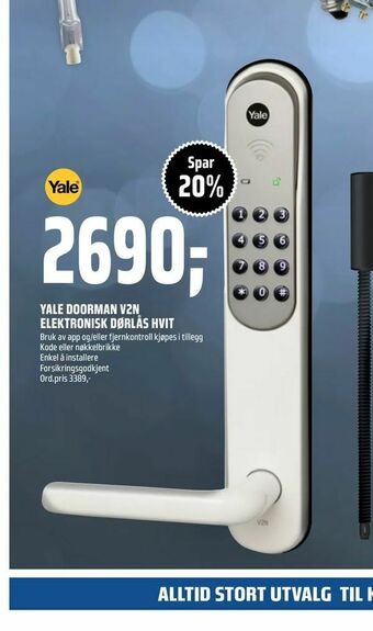 Coop Obs Yale doorman v2n elektronisk dørlås hvit tilbud
