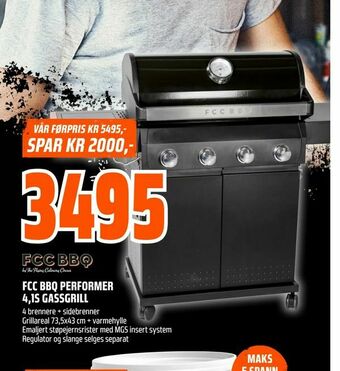 Obs Bygg Fcc bbq performer 4,1s gassgrill tilbud
