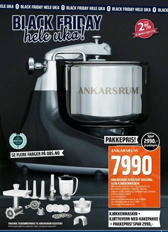 Coop Obs Ankarsrum assistent original 6230 kjøkkenmaskin tilbud