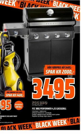 Obs Bygg Fcc bbq performer 4,1s gassgrill tilbud