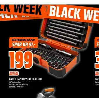 Obs Bygg Bahco 1/4" bitssett 54 deler tilbud