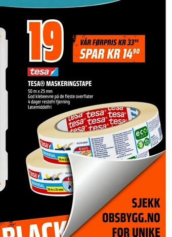 Obs Bygg Tesa® maskeringstape tilbud