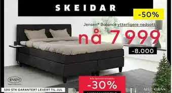 Skeidar Jensen® balance kontinental i 394 antrasitt, softline i overmadrass, sorte ben tilbud