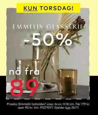 Skeidar Emmelin lysholder/ vase, brun tilbud