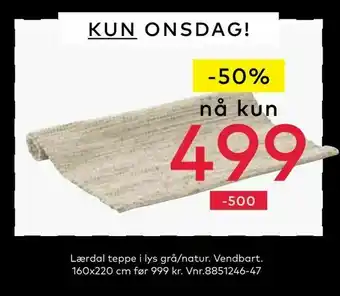 Skeidar Lærdal teppe i lys grå/natur tilbud