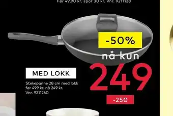 Skeidar Stekepanne 28 cm med lokk tilbud