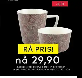 Skeidar Leonore skål og krus porselen tilbud