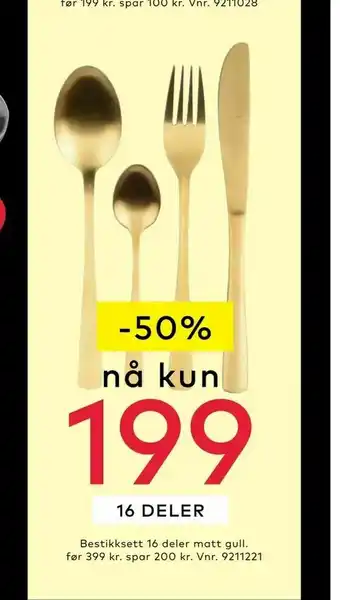 Skeidar Bestikksett 16 deler matt gull tilbud