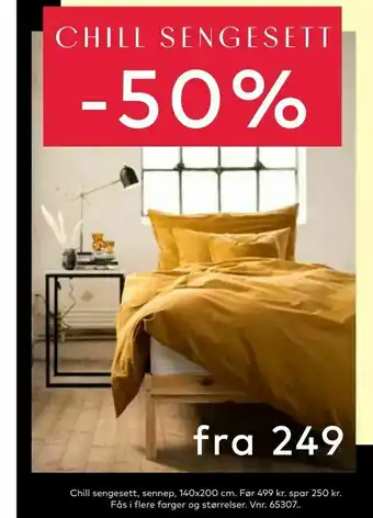 Skeidar Chill sengesett, sennep tilbud