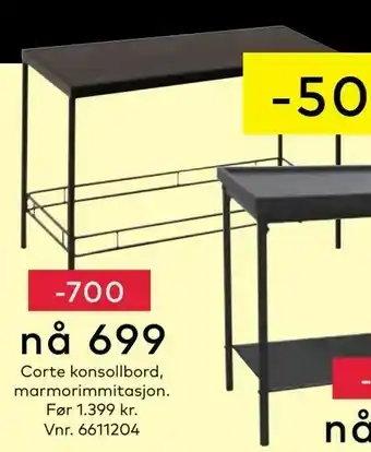 Skeidar Corte konsollbord, marmorimmitasjon tilbud