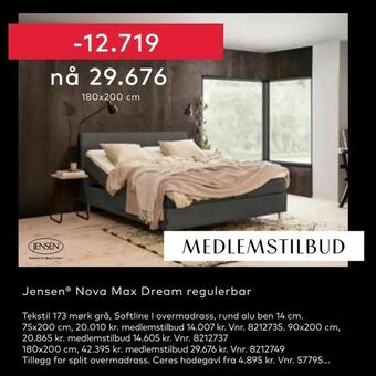 Skeidar Jensen® Nova Max Dream regulerbar tilbud