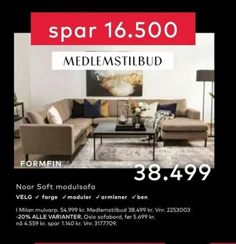 Skeidar Noor Soft modulsofa. tilbud