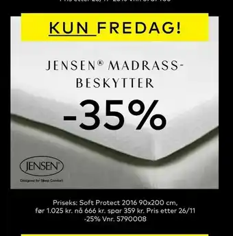 Skeidar Jensen ® madrass- beskytter tilbud