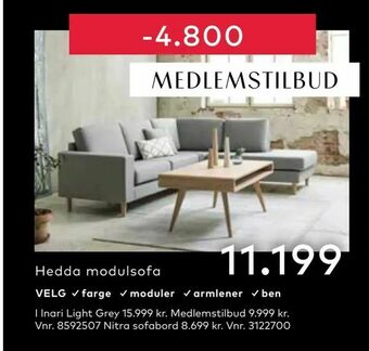 Skeidar Hedda modulsofa tilbud