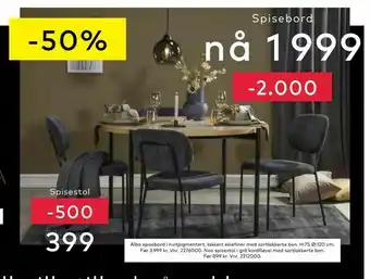 Skeidar Alba spisebord i hvitpigmentert, lakkert eikefinér med sortlakkerte ben tilbud