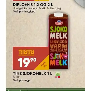 Coop Mega Tine sjokomelk 1 l tilbud